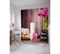 Штора (занавеска) для ванной JoyArty "Массажный рай" из сатена, 180х200 см с крючками, sc_12499