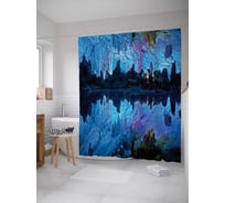 Штора (занавеска) для ванной JoyArty "Светлая водная пещера" из сатена, 180х200 см с крючками, sc_14740