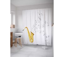 Штора (занавеска) для ванной JoyArty "Громкая мелодия" из сатена, 180х200 см с крючками, sc_14233