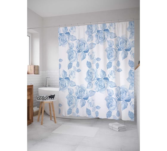 Штора (занавеска) для ванной JoyArty "Праздник каждый день" из сатена, 180х200 см с крючками, sc_14781 1