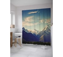 Штора (занавеска) для ванной JoyArty "Горные дали" из сатена, 180х200 см с крючками, sc_10871