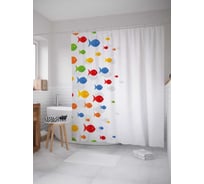 Штора (занавеска) для ванной JoyArty "Рыбьи гонки" из сатена, 180х200 см с крючками, sc_21264