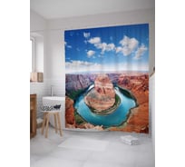 Штора (занавеска) для ванной JoyArty "Пейзаж" из сатена, 180х200 см с крючками, sc_10880