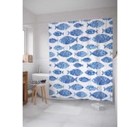 Штора (занавеска) для ванной JoyArty "Мифические рыбы" из сатена, 180х200 см с крючками, sc_21271