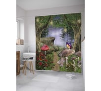 Штора (занавеска) для ванной JoyArty "Лесные грибы" из сатена, 180х200 см с крючками, sc_12100