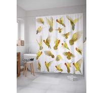 Штора (занавеска) для ванной JoyArty "Солнечный попугай" из сатена, 180х200 см с крючками, sc_14286