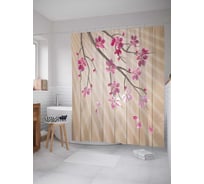 Штора (занавеска) для ванной JoyArty "Живые цветы" из сатена, 180х200 см с крючками, sc_14305