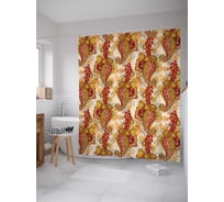 Штора (занавеска) для ванной JoyArty "Вьющийся цветок" из сатена, 180х200 см с крючками, sc_12189