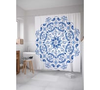 Штора (занавеска) для ванной JoyArty "Дождевые цветы" из сатена, 180х200 см с крючками, sc_16057