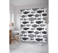 Штора (занавеска) для ванной JoyArty "Чешуйчатые рыбки" из сатена, 180х200 см с крючками, sc_21278