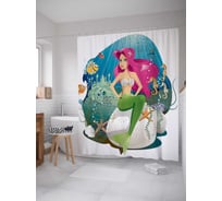 Штора (занавеска) для ванной JoyArty "Эффектная русалка" из сатена, 180х200 см с крючками, sc_12861