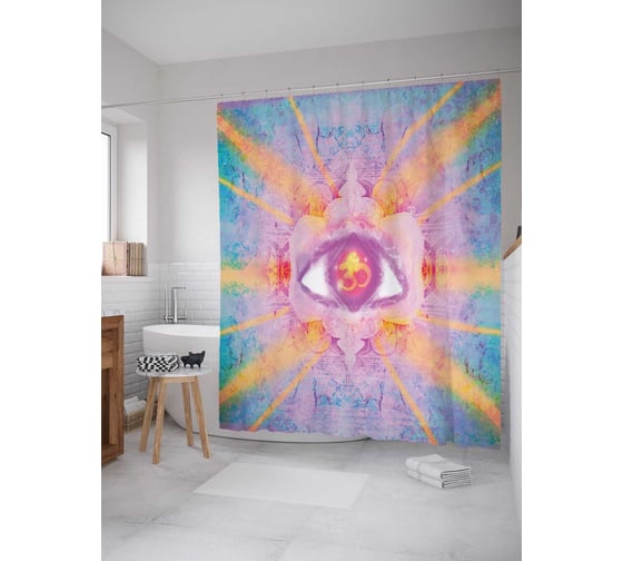 Штора (занавеска) для ванной JoyArty "Небесный глаз закрыл солнце" из сатена, 180х200 см с крючками, sc_16071 1