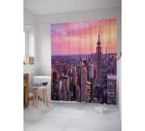 Штора (занавеска) для ванной JoyArty "Полет над небоскребами" из сатена, 180х200 см с крючками, sc_18082