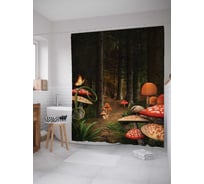 Штора (занавеска) для ванной JoyArty "Опасные грибы" из сатена, 180х200 см с крючками, sc_15979