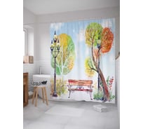 Штора (занавеска) для ванной JoyArty "Уютная лавка" из сатена, 180х200 см с крючками, sc_13135