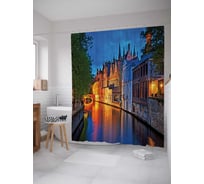 Штора (занавеска) для ванной JoyArty "Улица на реке" из сатена, 180х200 см с крючками, sc_15385