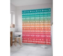 Штора (занавеска) для ванной JoyArty "Горизонтальные полосы со стрелами" из сатена, 180х200 см с крючками, sc_15282