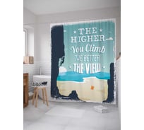 Штора (занавеска) для ванной JoyArty "Чем выше залезешь" из сатена, 180х200 см с крючками, sc_16003