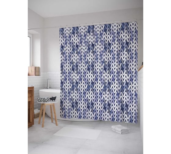 Штора (занавеска) для ванной JoyArty "Традиции плетения" из сатена, 180х200 см с крючками, sc_29513