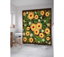 Штора (занавеска) для ванной JoyArty "Райские узоры" из сатена, 180х200 см с крючками, sc_15854