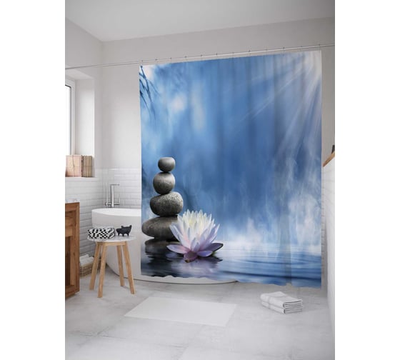 Штора (занавеска) для ванной JoyArty "Теплое блаженство" из сатена, 180х200 см с крючками, sc_12495 1