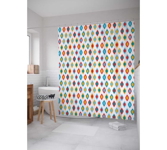 Штора (занавеска) для ванной JoyArty "Изящные фигуры" из сатена, 180х200 см с крючками, sc_14324 1