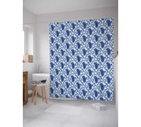 Штора (занавеска) для ванной JoyArty "Виноградные завитки" из сатена, 180х200 см с крючками, sc_21961