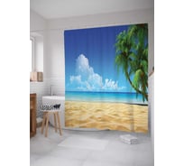 Штора (занавеска) для ванной JoyArty "Тропический песок" из сатена, 180х200 см с крючками, sc_13793