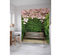 Штора (занавеска) для ванной JoyArty "Уединение в цветах" из сатена, 180х200 см с крючками, sc_1695