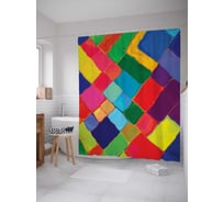 Штора (занавеска) для ванной JoyArty "Пятнистая геометрия" из сатена, 180х200 см с крючками, sc_10736