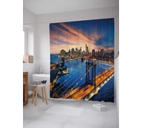 Штора (занавеска) для ванной JoyArty "Мосты-близнецы" из сатена, 180х200 см с крючками, sc_18060