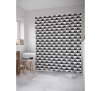 Штора (занавеска) для ванной JoyArty "Геометрический узор" из сатена, 180х200 см с крючками, sc_14484