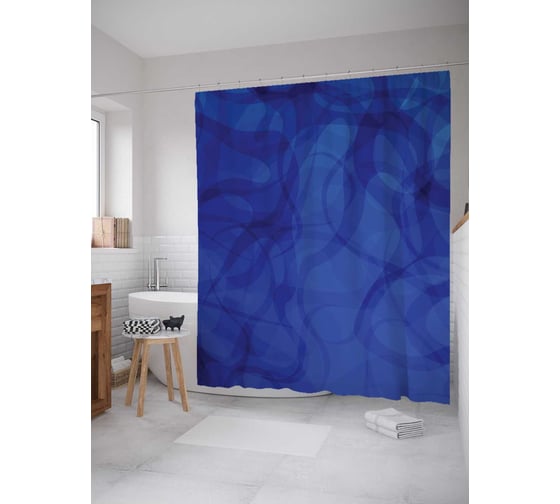 Штора (занавеска) для ванной JoyArty "Пятнистые волны" из сатена, 180х200 см с крючками, sc_14405 1