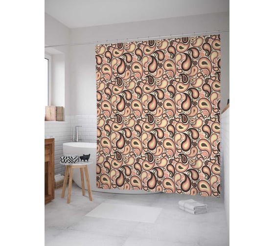 Штора (занавеска) для ванной JoyArty "Лепесточная атмосфера" из сатена, 180х200 см с крючками, sc_21947 1