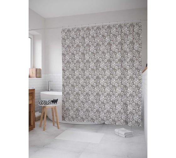 Штора (занавеска) для ванной JoyArty "Природа закруглений" из сатена, 180х200 см с крючками, sc_29532 1