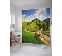 Штора (занавеска) для ванной JoyArty "Лесное разветвление" из сатена, 180х200 см с крючками, sc_18054