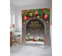 Штора (занавеска) для ванной JoyArty "Ночь перед рождеством" из сатена, 180х200 см с крючками, sc_20039