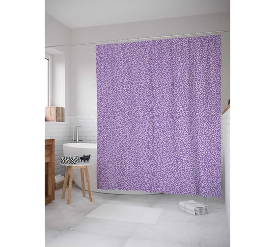 Штора (занавеска) для ванной JoyArty "Цветочный клад" из сатена, 180х200 см с крючками, sc_29555 1