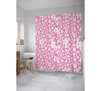 Штора (занавеска) для ванной JoyArty "Белая весна" из сатена, 180х200 см с крючками, sc_29557