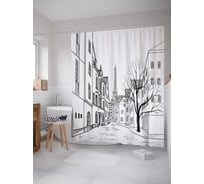 Штора (занавеска) для ванной JoyArty "Серые будни" из сатена, 180х200 см с крючками, sc_18039