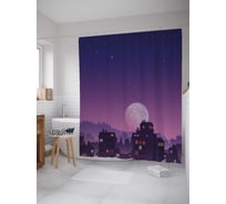 Штора (занавеска) для ванной JoyArty "Луна за городом" из сатена, 180х200 см с крючками, sc_18028