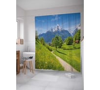 Штора (занавеска) для ванной JoyArty "Чудные тропы" из сатена, 180х200 см с крючками, sc_18057