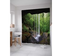 Штора (занавеска) для ванной JoyArty "Укрытие под водопадом" из сатена, 180х200 см с крючками, sc_14739
