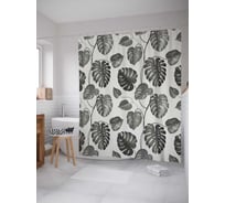 Штора (занавеска) для ванной JoyArty "Ребристые листья" из сатена, 180х200 см с крючками, sc_13581