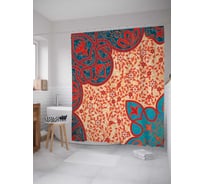 Штора (занавеска) для ванной JoyArty "Полет фантазии с цветами" из сатена, 180х200 см с крючками, sc_15858
