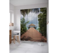 Штора (занавеска) для ванной JoyArty "Морская беседка" из сатена, 180х200 см с крючками, sc_13833