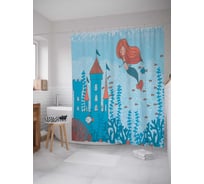 Штора (занавеска) для ванной JoyArty "Подводное королевство" из сатена, 180х200 см с крючками, sc_13872