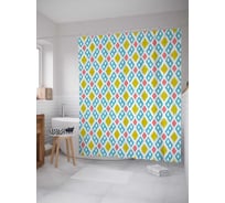 Штора (занавеска) для ванной JoyArty "Геометрический узор" из сатена, 180х200 см с крючками, sc_18049