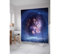 Штора (занавеска) для ванной JoyArty "Космические видения" из сатена, 180х200 см с крючками, sc_14500