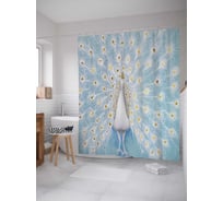 Штора (занавеска) для ванной JoyArty "Царский павлин" из сатена, 180х200 см с крючками, sc_12581